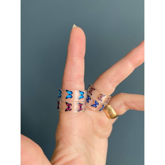 Y2k acrylic chunky butterfly emoji rings - Picture 10 of 12